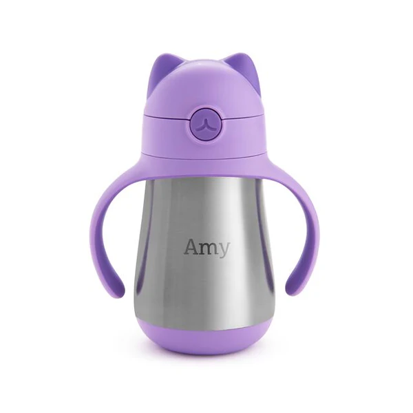 Personalized Cool Cat™ Stainless Steel Straw Cup, 8oz
